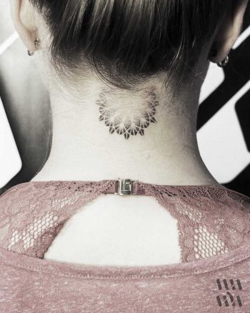 Mandala tattoo on the neck by Warda