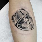 Mask tattoo by tattooist Miedoalvacio