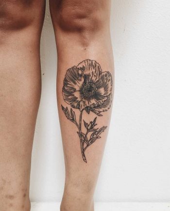 Matilija poppy tattoo by Finley Jordan