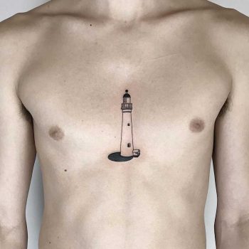Minimalist lighthouse tattoo by Sasha But.maybe