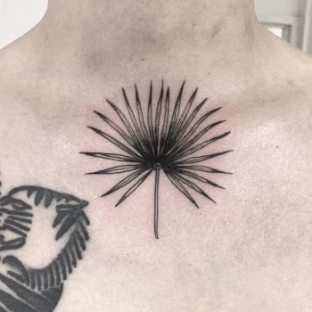 Minimalist plant tattoo by Annelie Fransson
