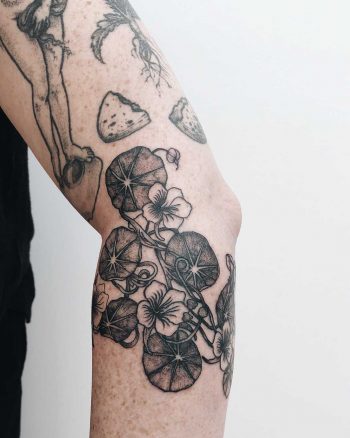 Nasturtiums tattoo by Finley Jordan