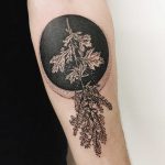 Negative space plant tattoo by Finley Jordan