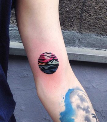 Nostalgic landscape tattoo by Eugene Dusty Past