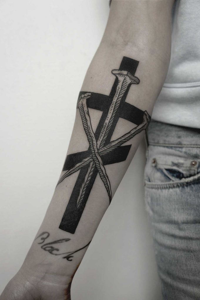 Orthodox cross and nails tattoo by SVA
