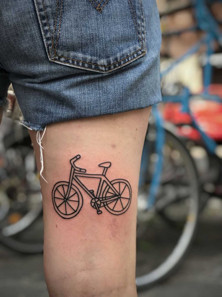 Outline bicycle tattoo