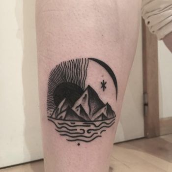 Pyramids, sun, and moon tattoo