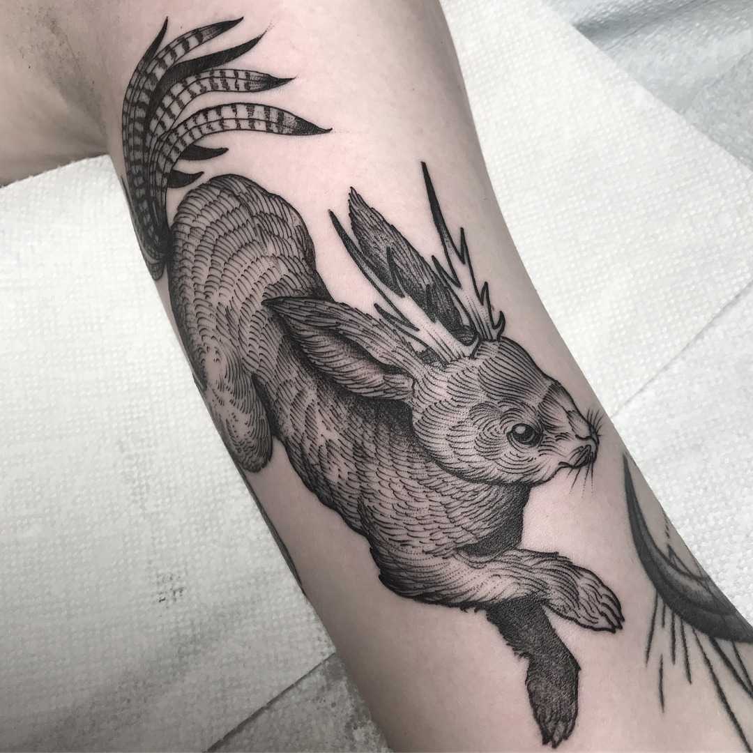 Rabbit tattoo by Henbo Henning
