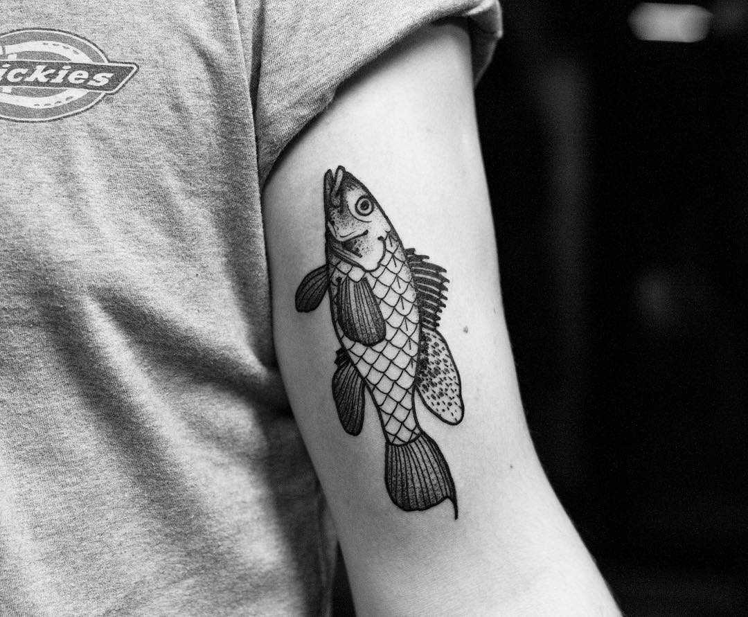 Sea bass tattoo by Wagner Basei