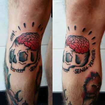 Skull and brains tattoo by Lara Simonetta