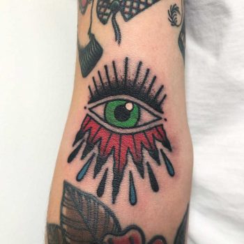 Traditional eye tattoo by Łukasz Krupiński