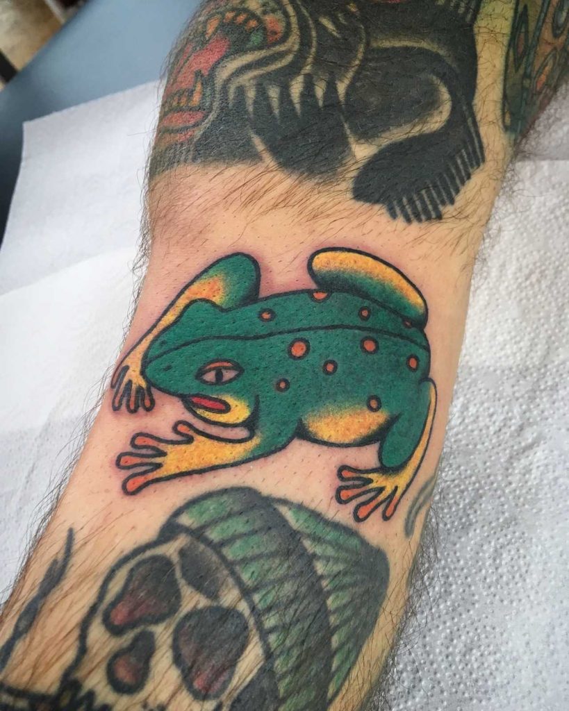 Traditional toad tattoo