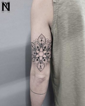 Triceps mandala tattoo by Noam Yona