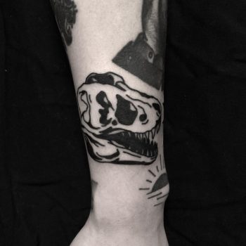 Tyrannosaurus skull tattoo done at BK Ink Studio