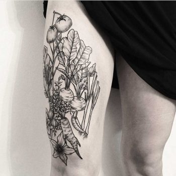 Various vegetables tattoo