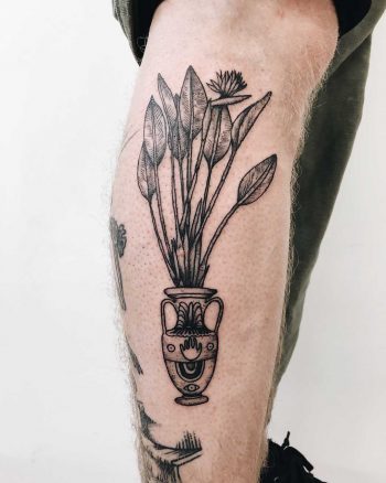 Vase with flowers tattoo by Finley Jordan