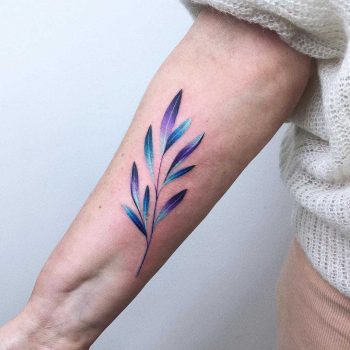 Watercolor branch tattoo by Valeria Yarmola