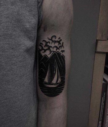 White ship tattoo by Eugene Dusty Past