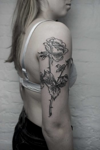 Woodcut rose tattoo by SVA