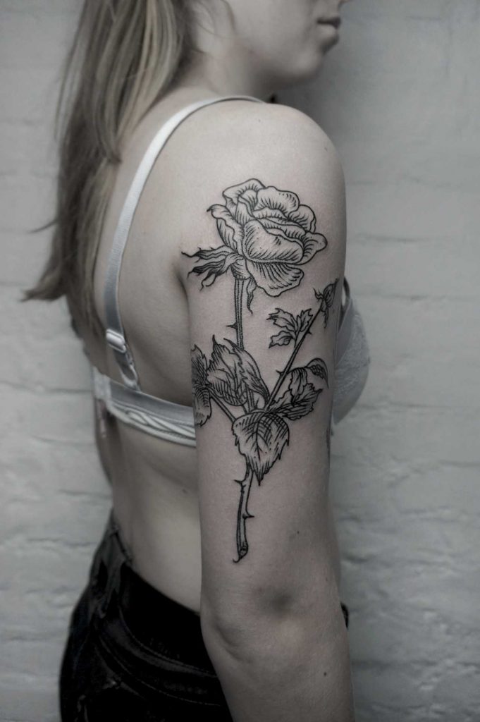 Woodcut rose tattoo by SVA