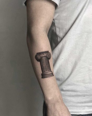 Ancient pillar tattoo by tattooist Spence @zz tattoo