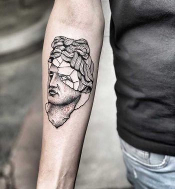 Apollo bust tattoo by Mike Nofuck