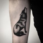 Blackwork wolf tattoo by Pulled Poltergeist