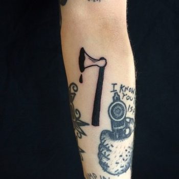 Bleeding axe tattoo by Deborah Pow