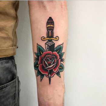 Classic dagger and rose by Łukasz Krupiński