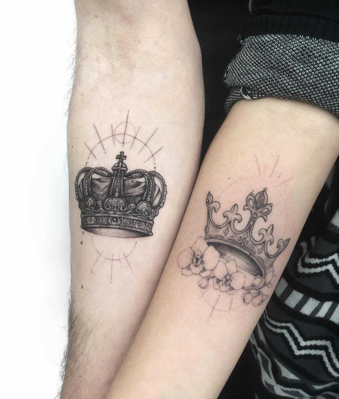 Crown tattoos for a couple by Gianina Caputo 