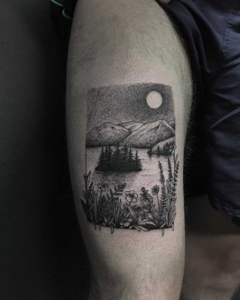 Fjord landscape by tattooist Spence @zz tattoo