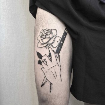 Glamourous violence tattoo by Johnny Gloom