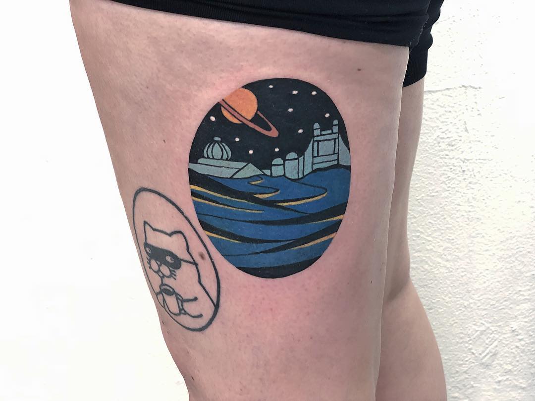 Greenwich Observatory tattoo by Eugene Dusty Past