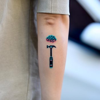 Hammer and brain tattoo by zzizziboy