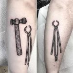Hammer and tongs tattoo by Deborah Pow