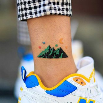 Hand-poked colorful mountain by zzizziboy