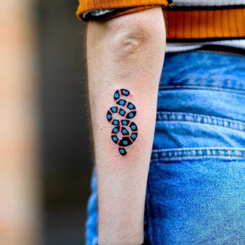 Hand-poked colorful snake by zzizziboy