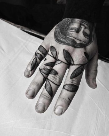 Hand-poked leaves by Oliver Whiting