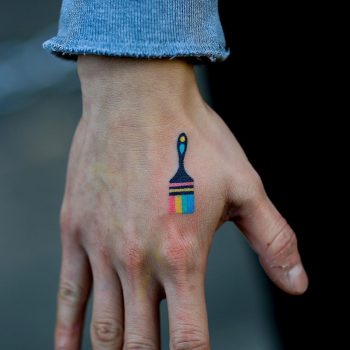 Hand-poked paintbrush tattoo by zzizziboy