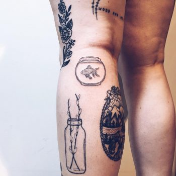 Little fish in a dish tattoo by Kelli Kikcio