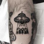 Little spaceship tattoo by Deborah Pow