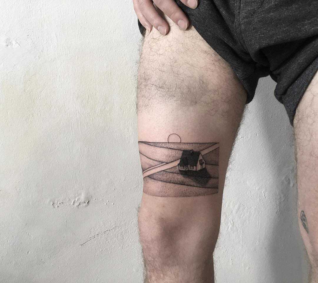 Lonely house tattoo by tattooist Spence @zz tattoo