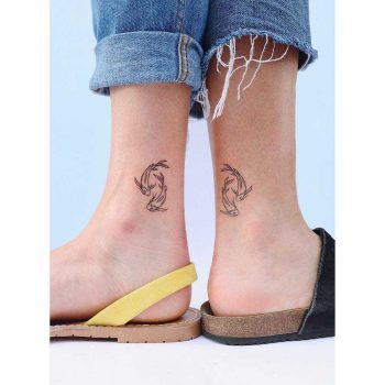 Matching sister Pisces tattoos by artist Zaya