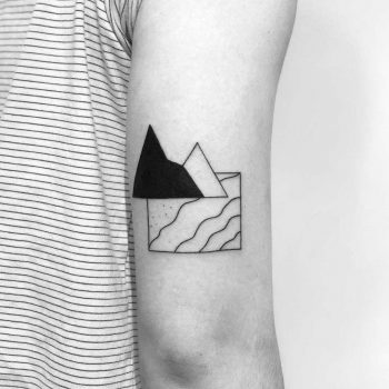 Minimalist beach and mountains tattoo by Chinatown Stropky