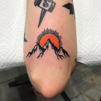 Old-school mountains tattoo by Łukasz Krupiński