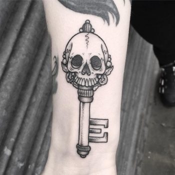 Skull key tattoo by Lozzy Bones