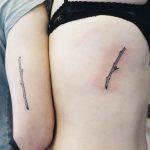 Small matching stick tattoos for lifelong friends ️by Kelli Kikcio