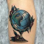 Traditional globe tattoo by Łukasz Krupiński