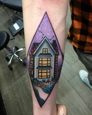 Traditional house tattoo by Łukasz Krupiński