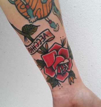 Traditional rose tattoo by Lara Simonetta